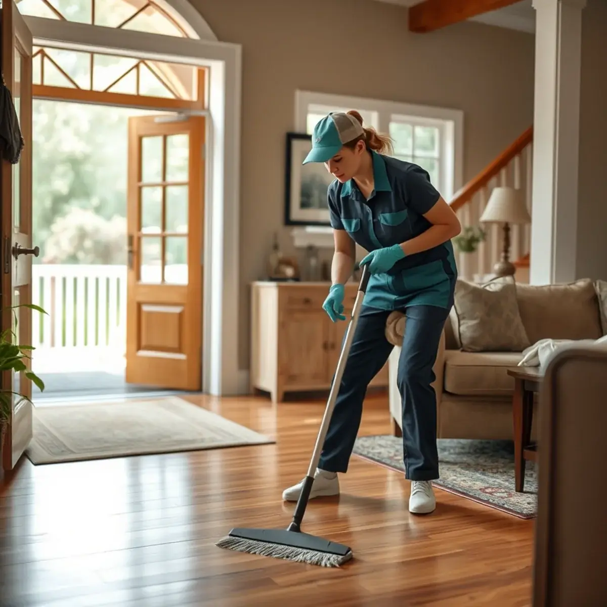 Professional cleaner working inside a Monroeville, New Jersey home