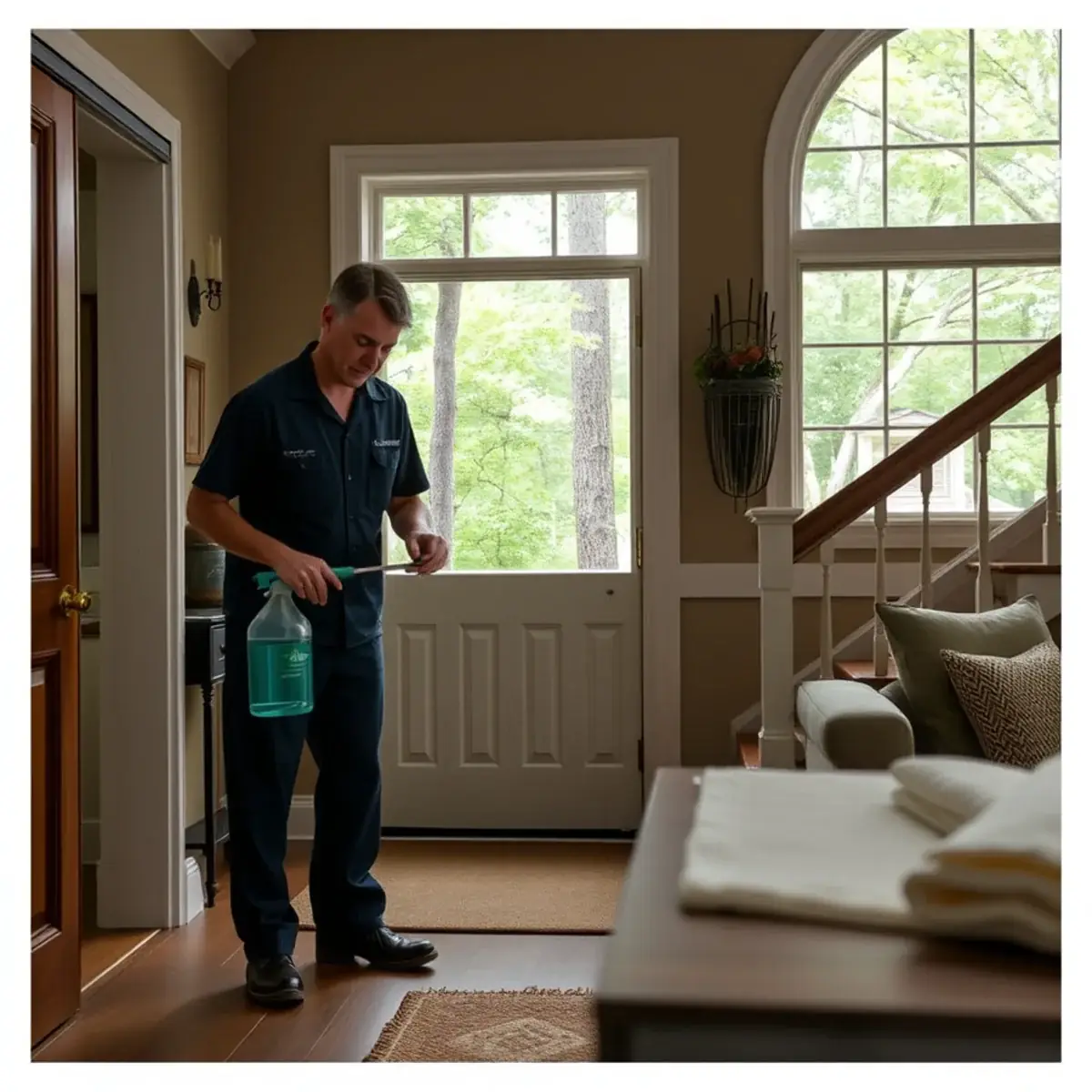 Professional cleaner working inside a Mount Olive, New Jersey home