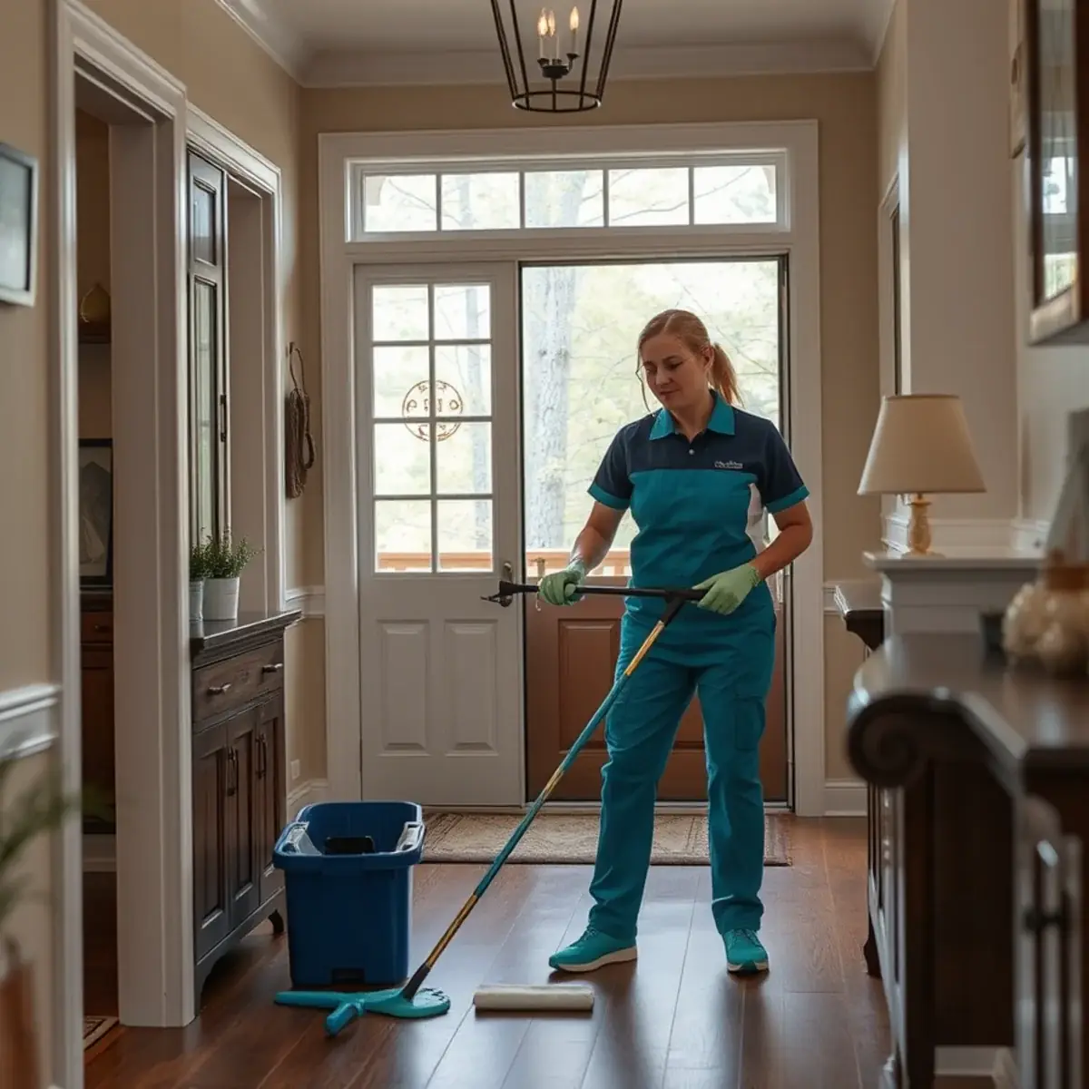 Professional cleaner working inside a Mountain Lakes, New Jersey home