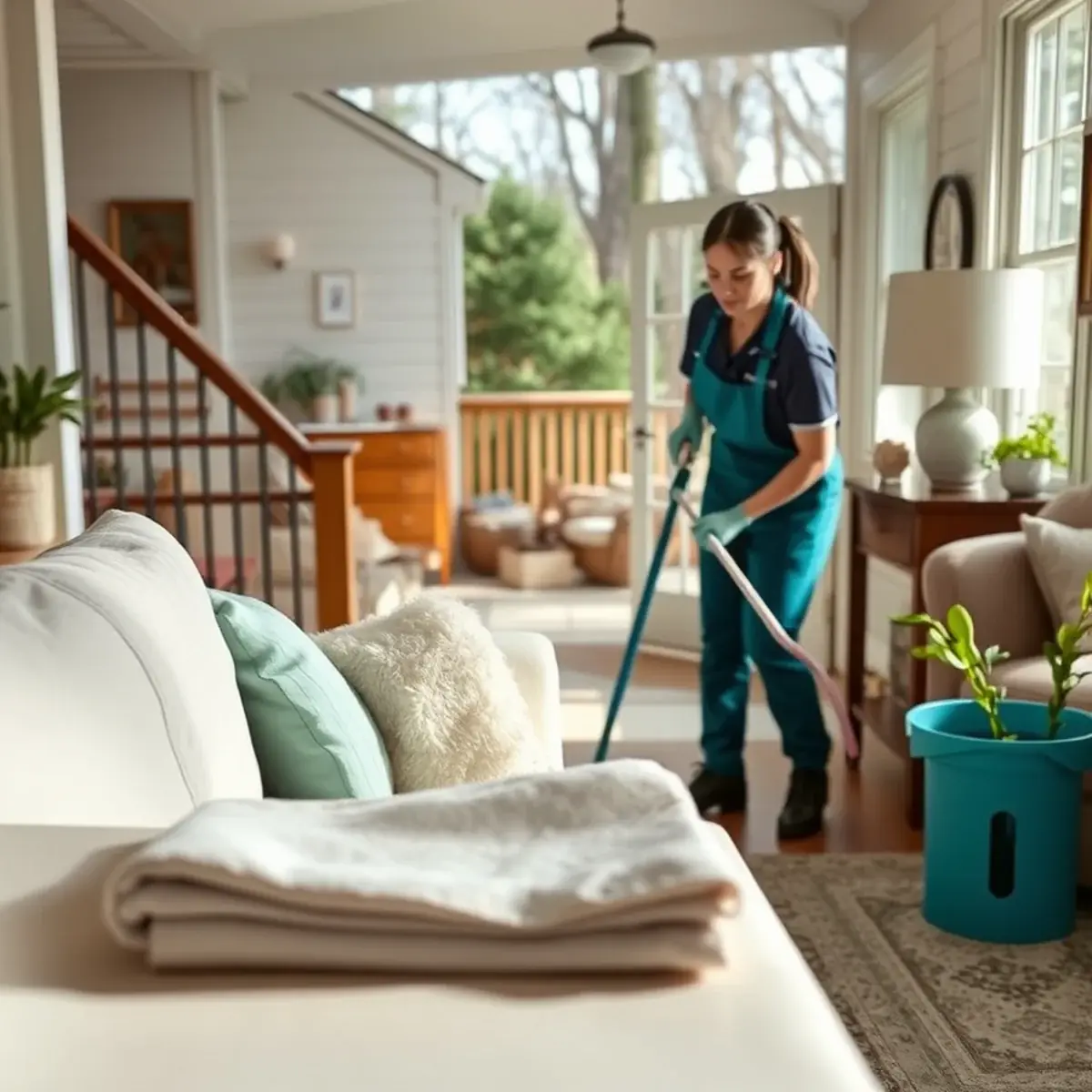 Professional cleaner working inside a North Haledon, New Jersey home