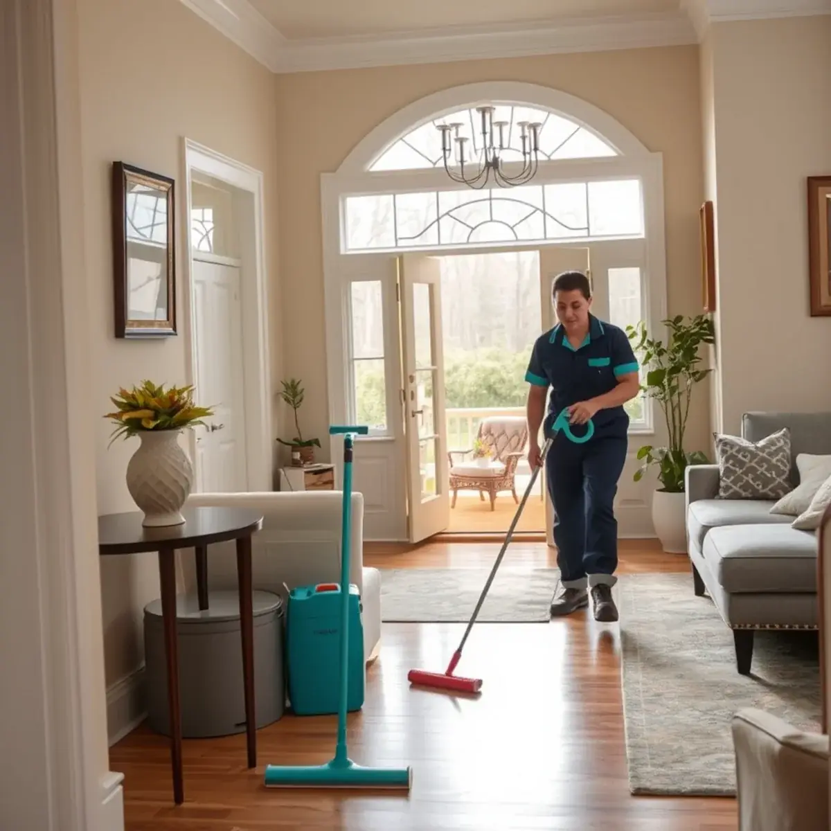 Professional cleaner working inside a North Plainfield, New Jersey home