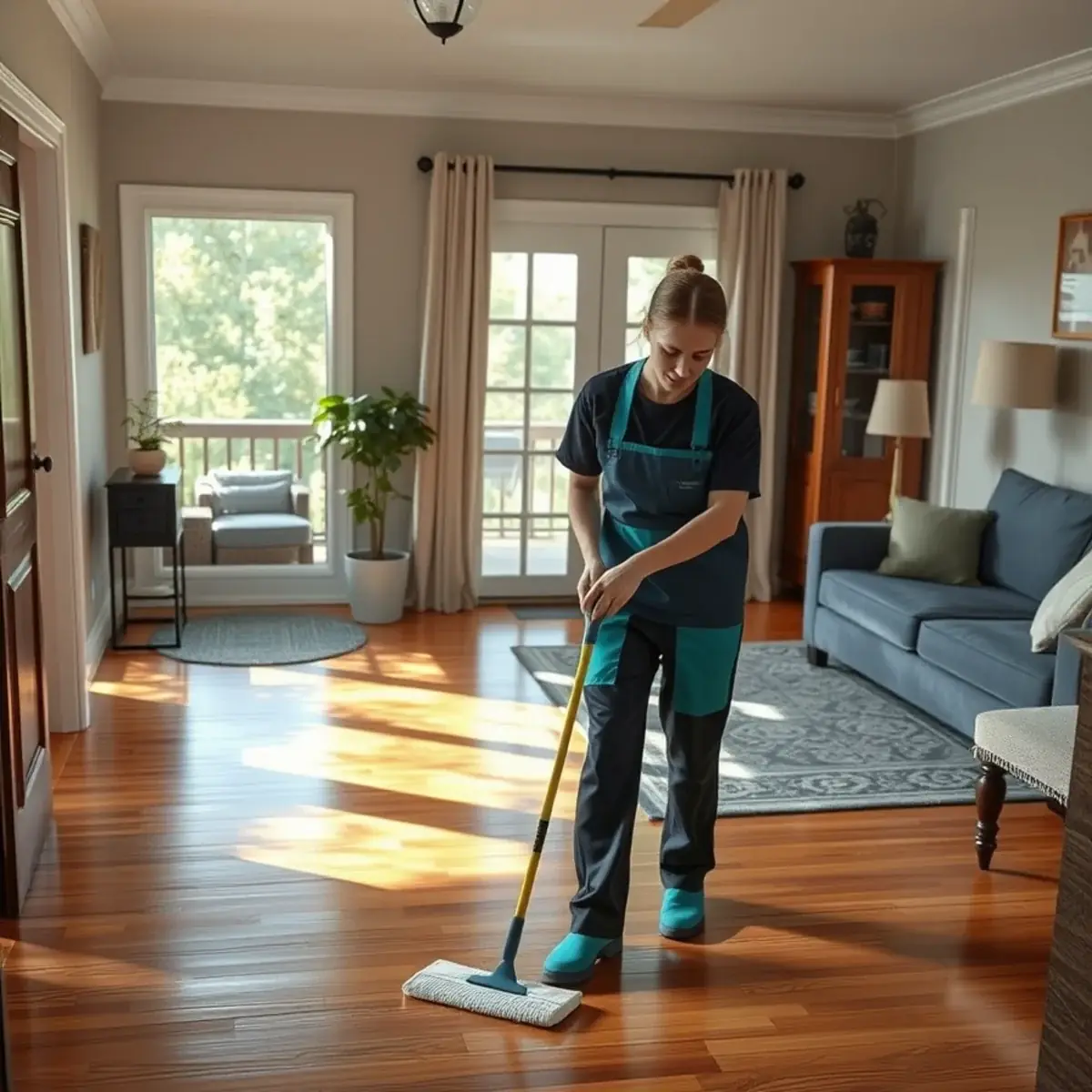 Professional cleaner working inside a Norwood, New Jersey home