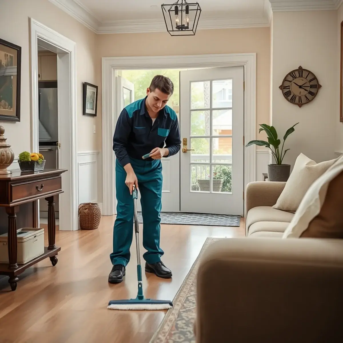 Professional cleaner working inside a Nutley, New Jersey home