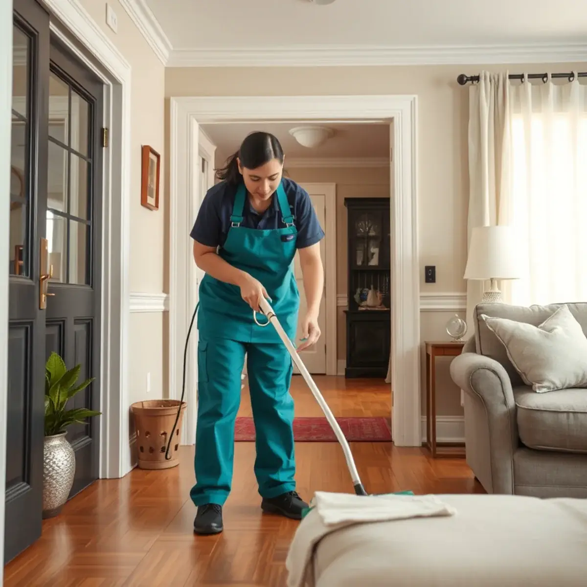 Professional cleaner working inside a Oaklyn, New Jersey home