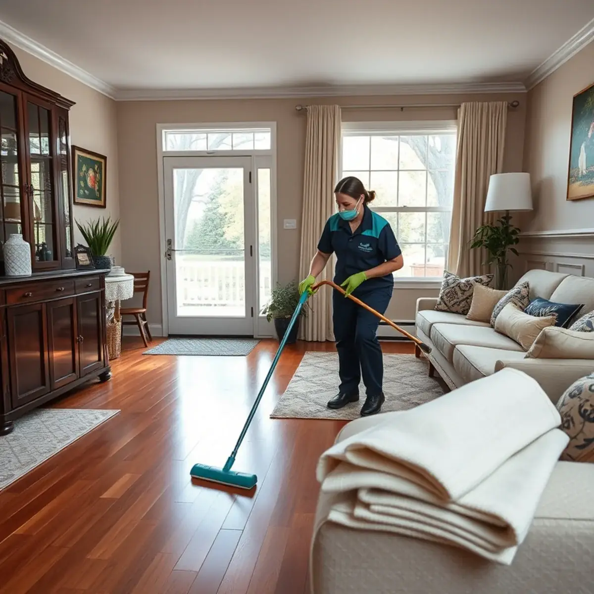 Professional cleaner working inside a Old Tappan, New Jersey home