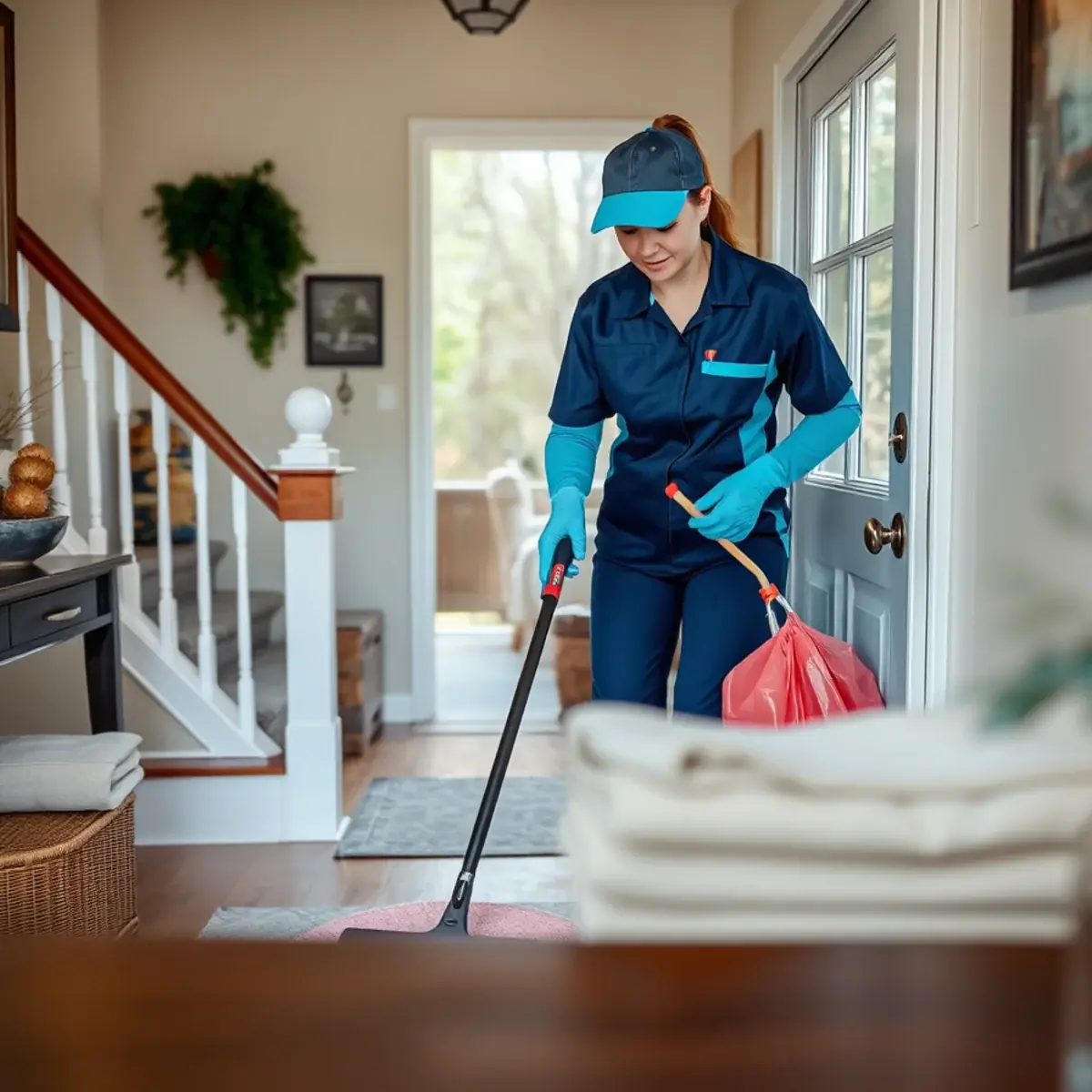Professional cleaner working inside a Passaic, New Jersey home