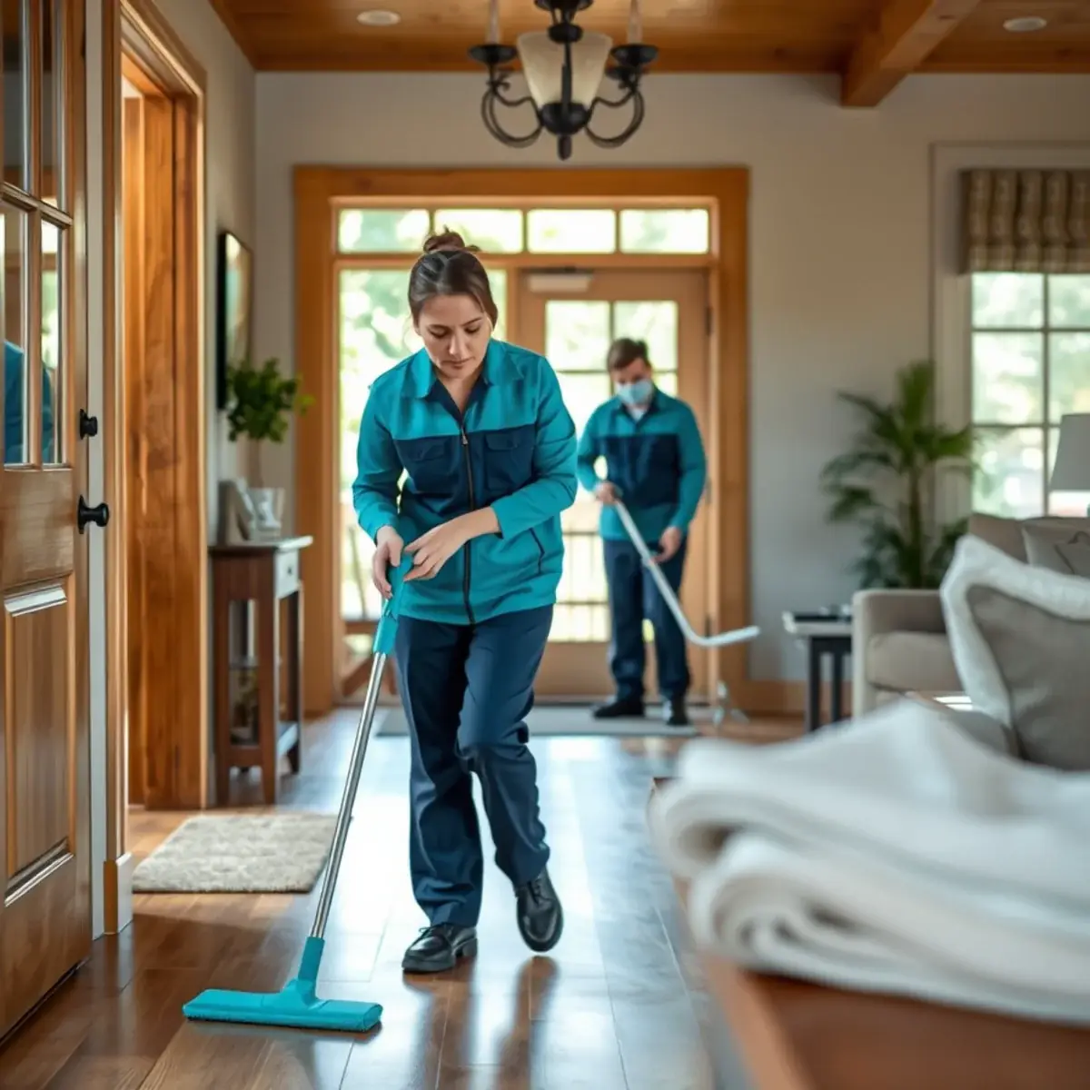Professional cleaner working inside a Pedricktown, New Jersey home