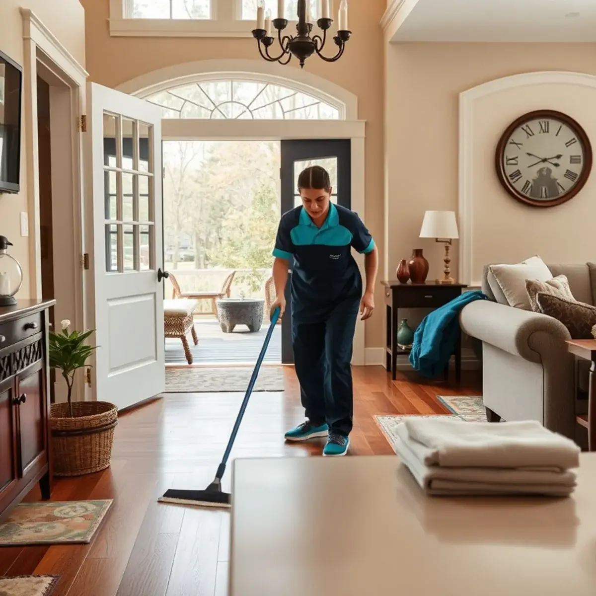 Professional cleaner working inside a Pemberton, New Jersey home