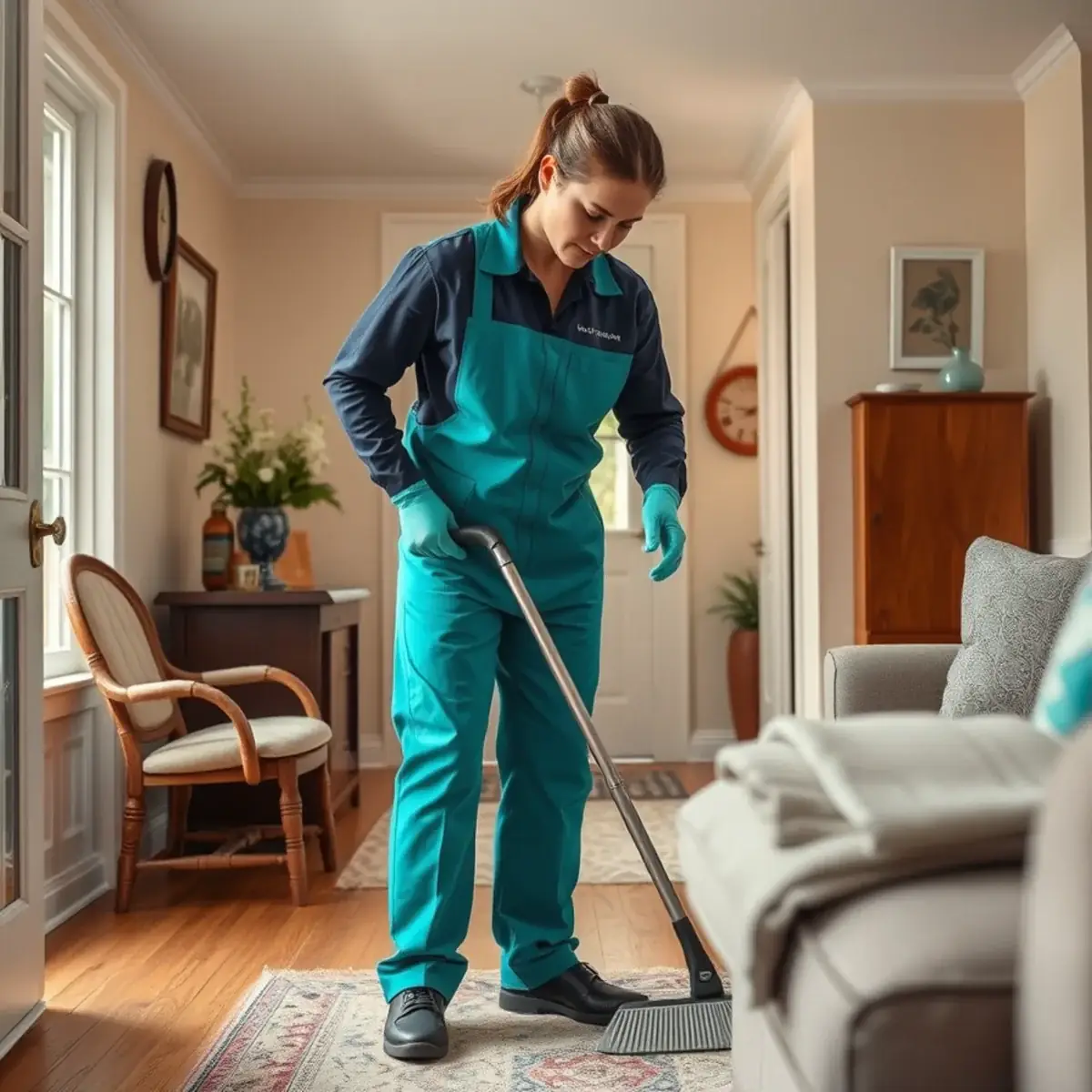 Professional cleaner working inside a Phillipsburg, New Jersey home