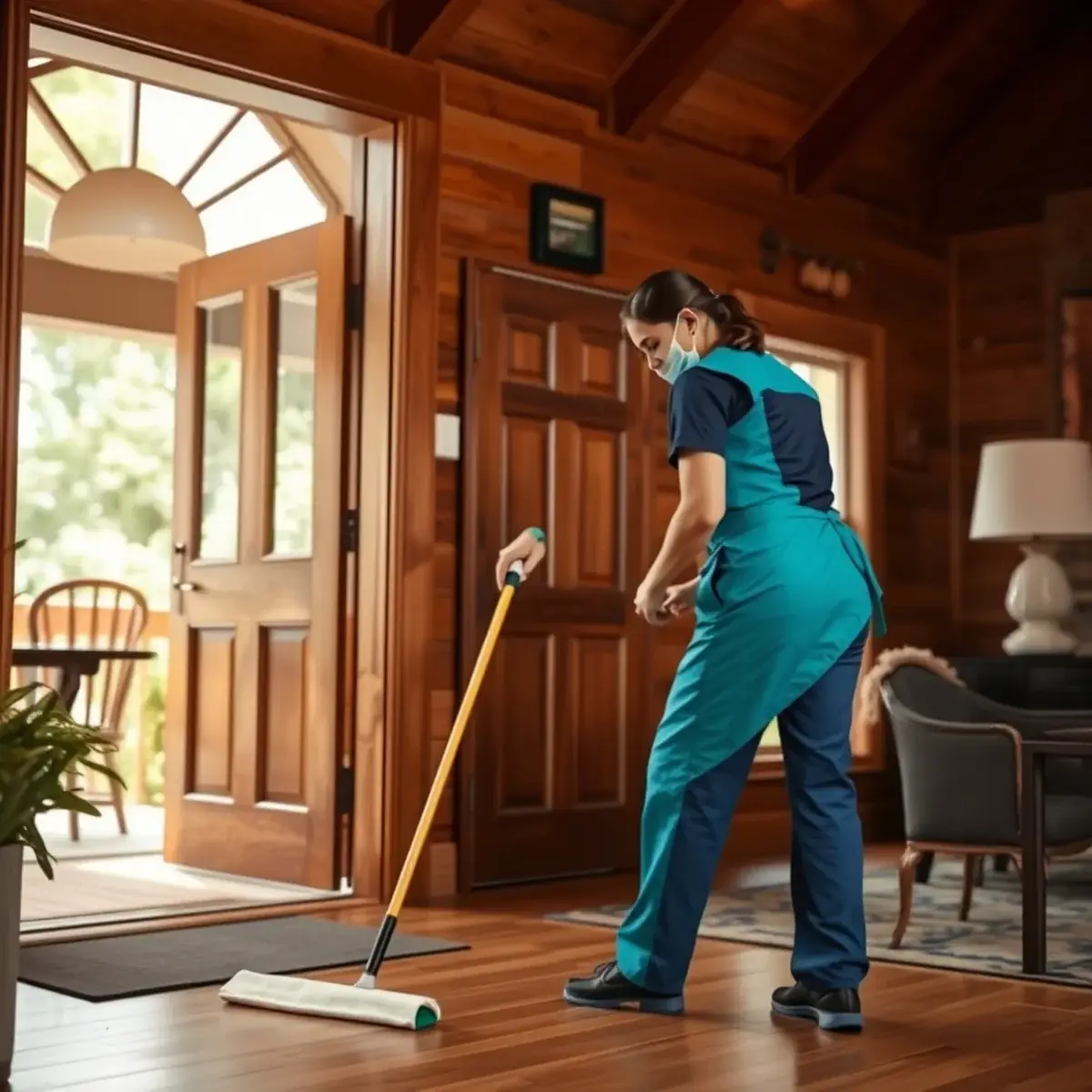 Professional cleaner working inside a Pilesgrove, New Jersey home