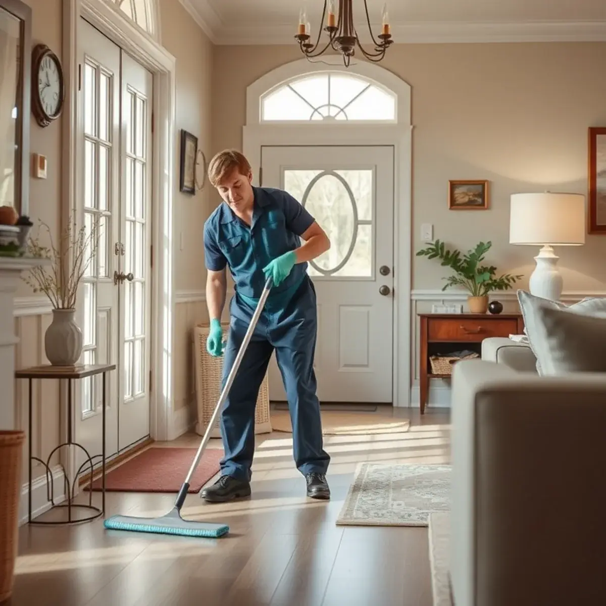 Professional cleaner working inside a Pine Beach, New Jersey home