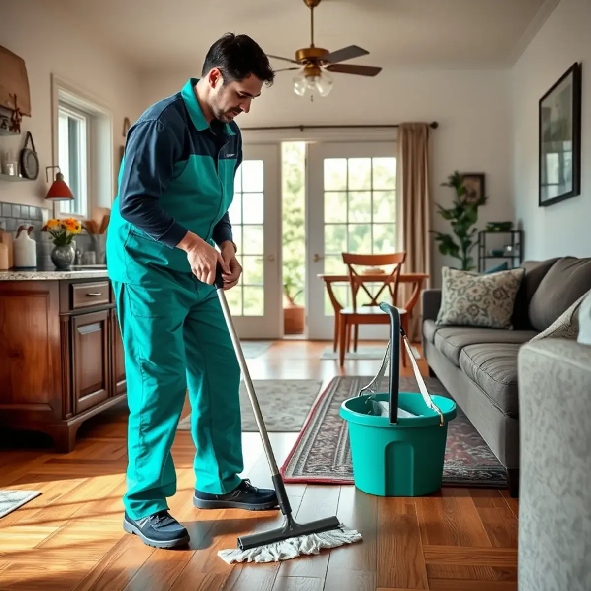 Professional cleaner working inside a Pitman, New Jersey home