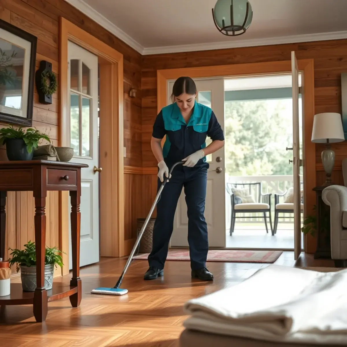 Professional cleaner working inside a Pittsgrove, New Jersey home