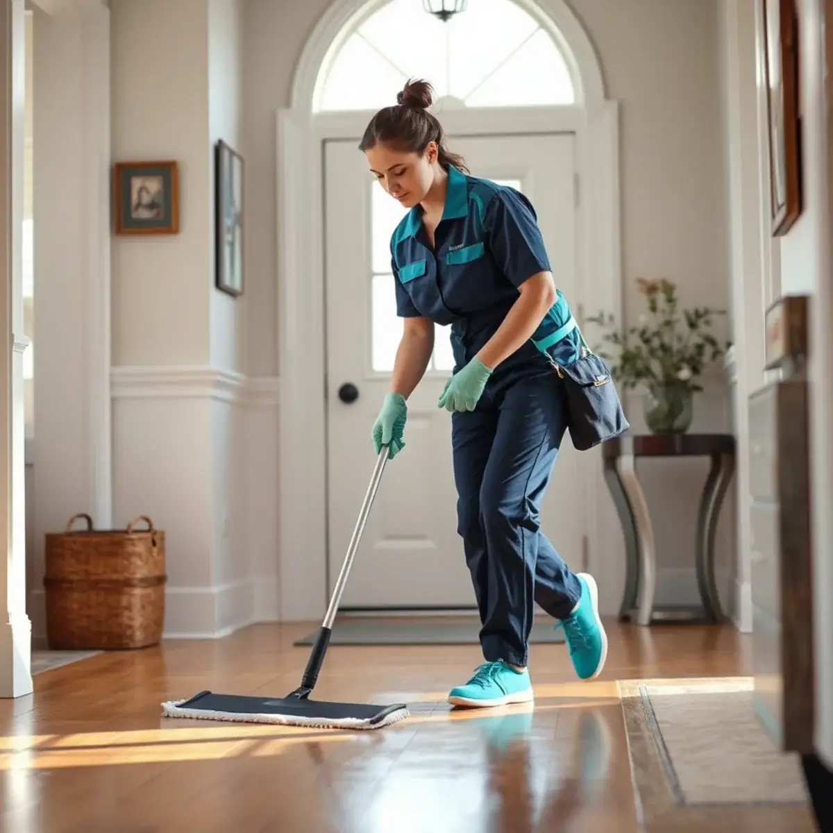Professional cleaner working inside a Pleasantville, New Jersey home