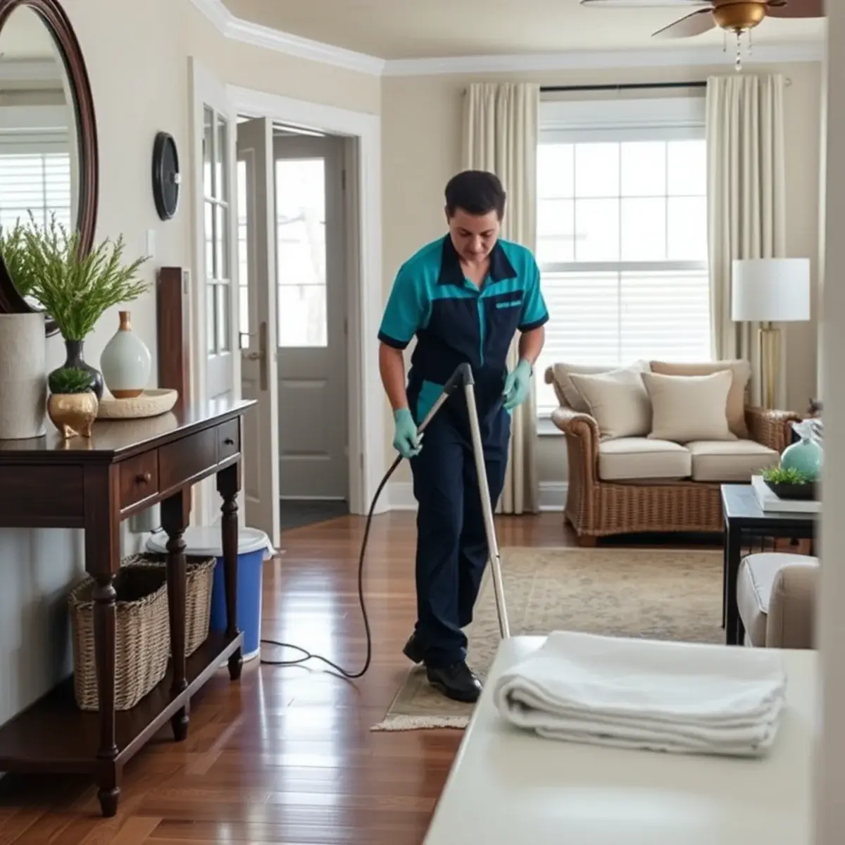Professional cleaner working inside a Point Pleasant, New Jersey home