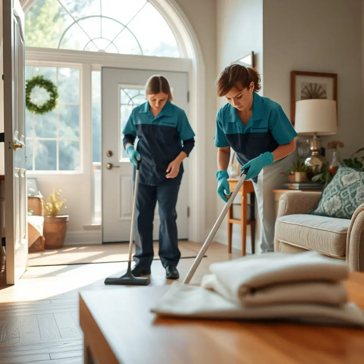 Professional cleaner working inside a Port Colden, New Jersey home