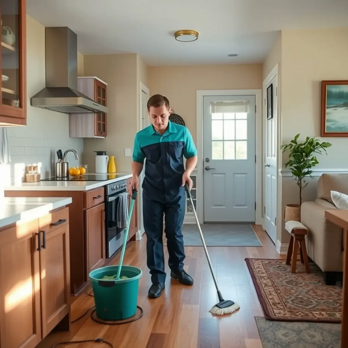 Professional cleaner working inside a Port Norris, New Jersey home
