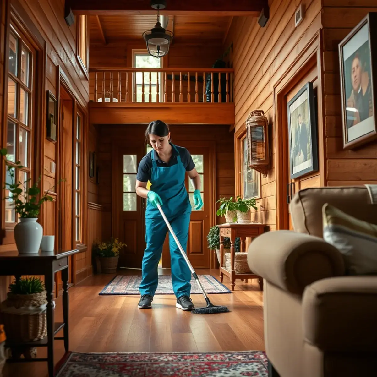 Professional cleaner working inside a Pottersville, New Jersey home