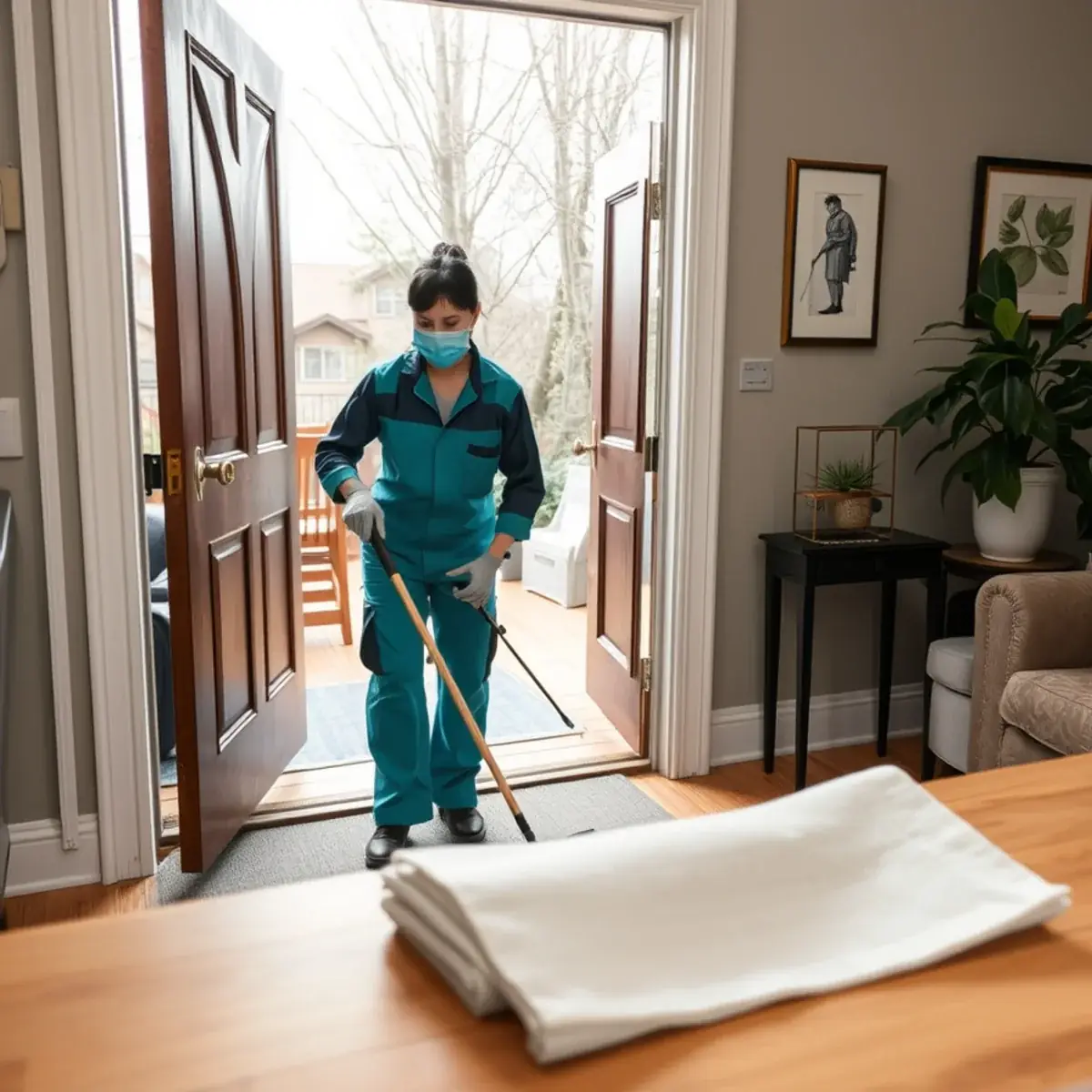 Professional cleaner working inside a Prospect Park, New Jersey home