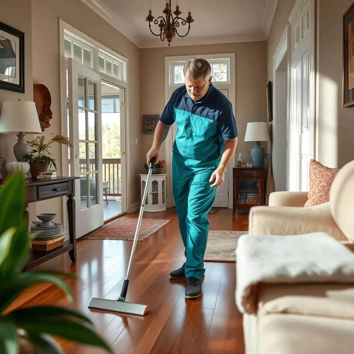 Professional cleaner working inside a Ridgewood, New Jersey home