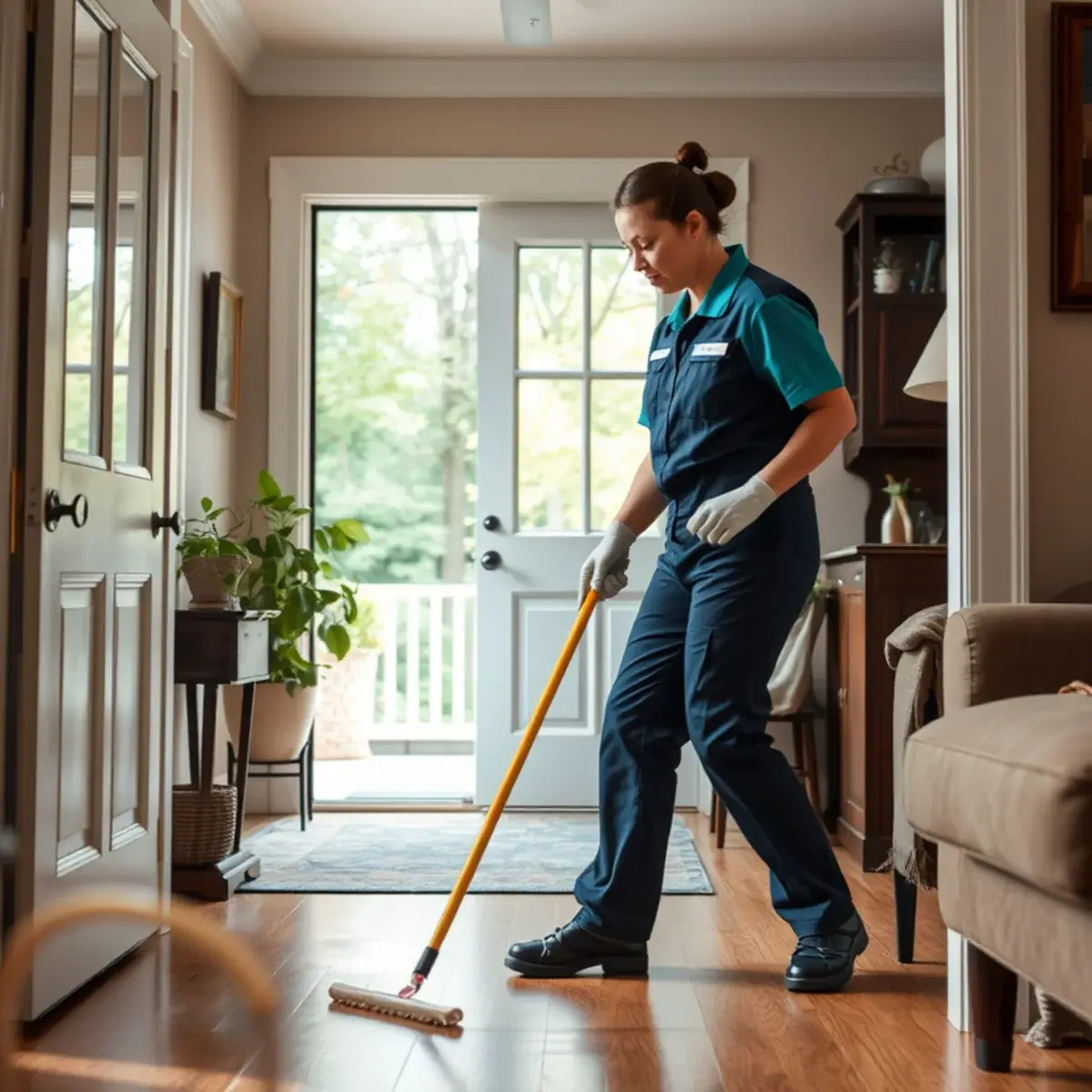 Professional cleaner working inside a Ringwood, New Jersey home