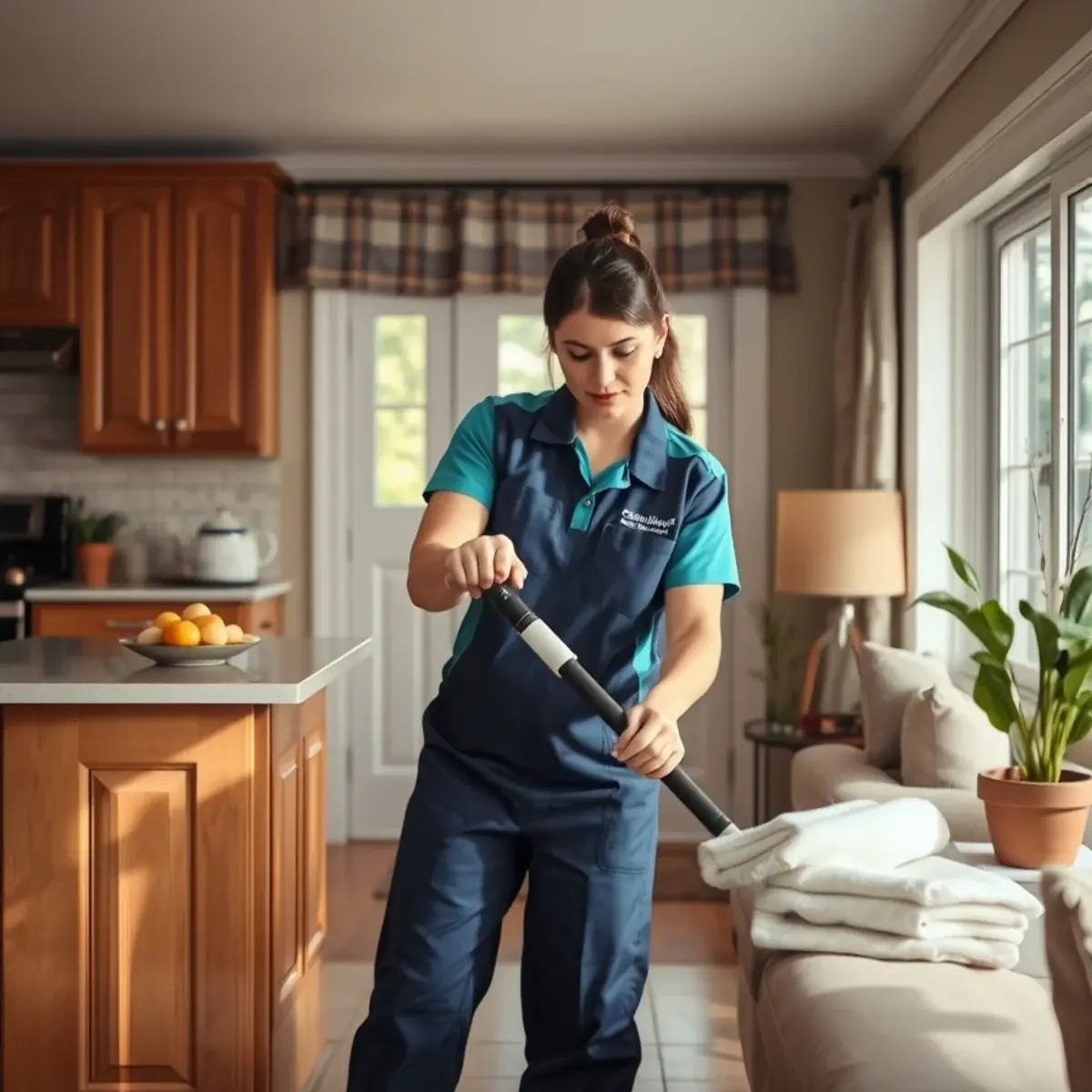 Professional cleaner working inside a Scotch Plains, New Jersey home