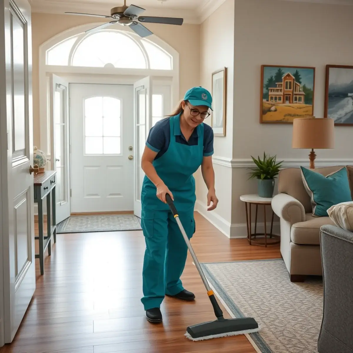 Professional cleaner working inside a Seaside Heights, New Jersey home