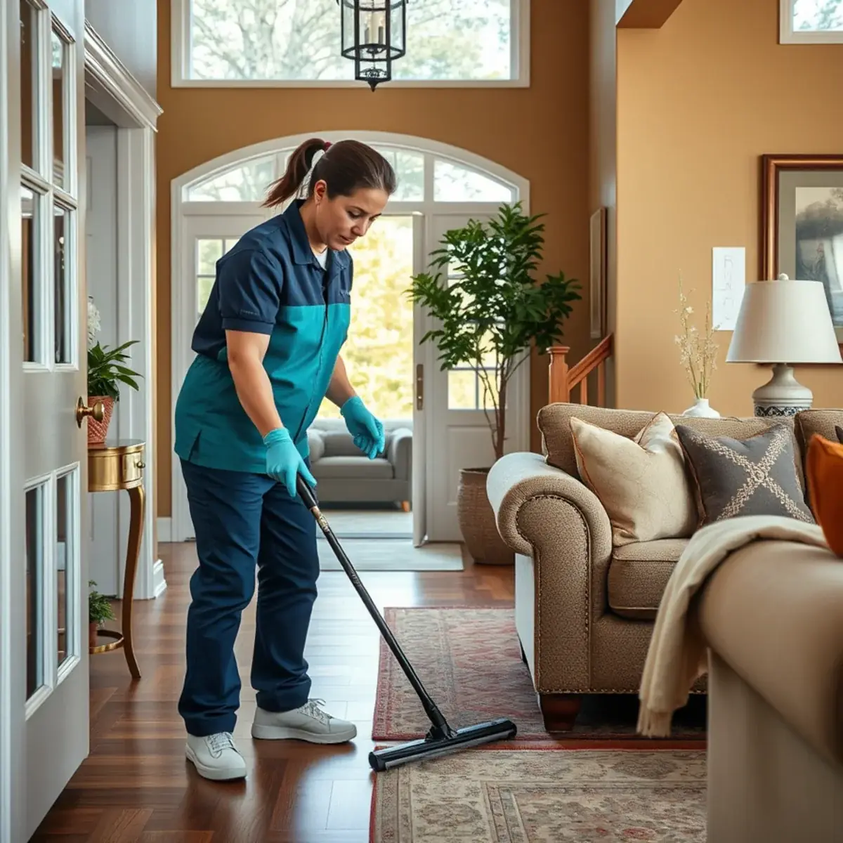 Professional cleaner working inside a Shamong, New Jersey home