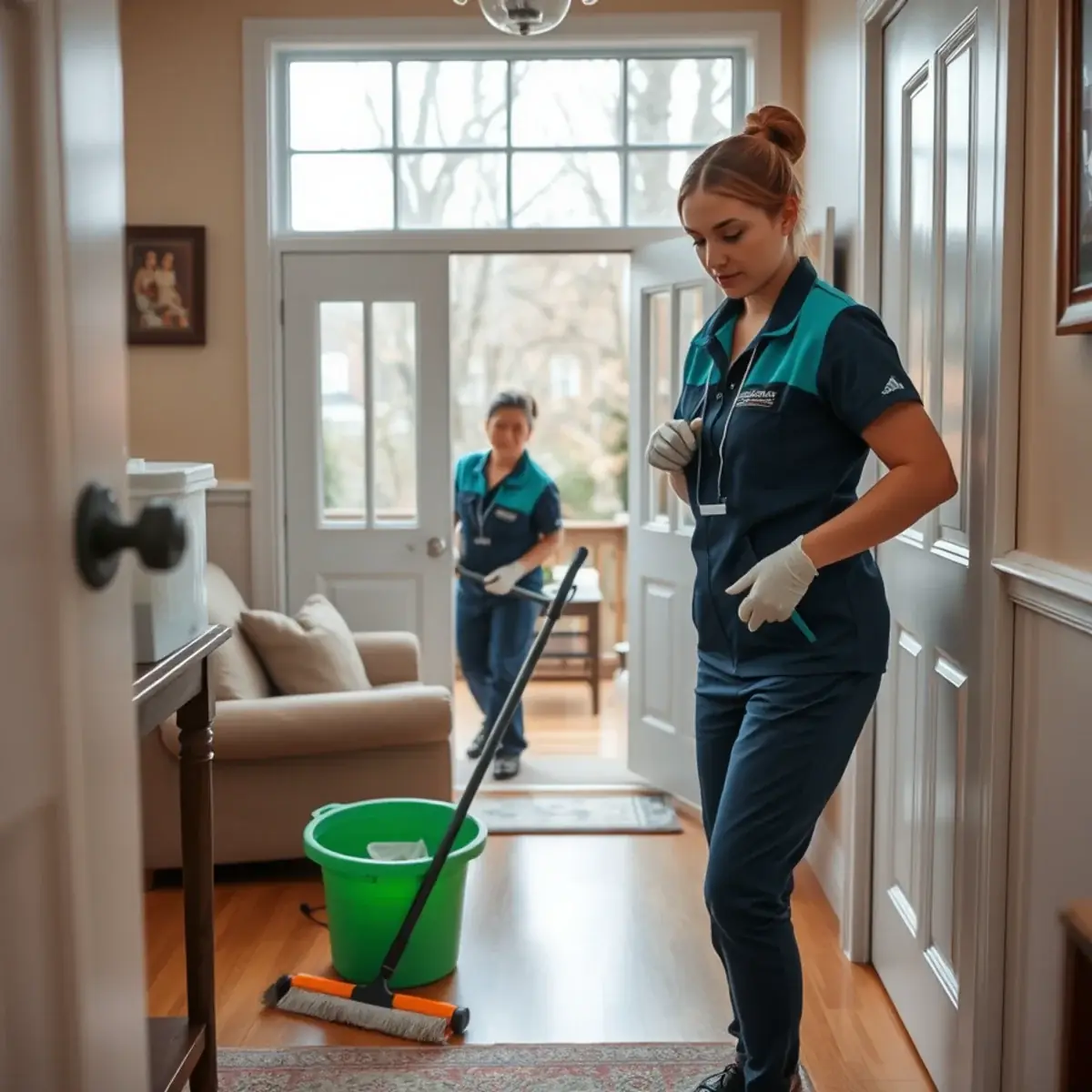Professional cleaner working inside a Singac, New Jersey home