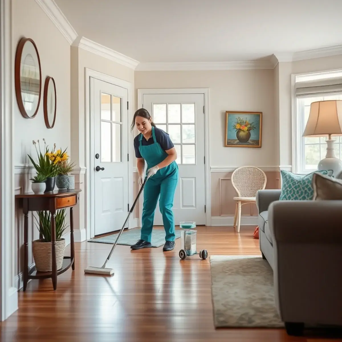 Professional cleaner working inside a Somers Point, New Jersey home