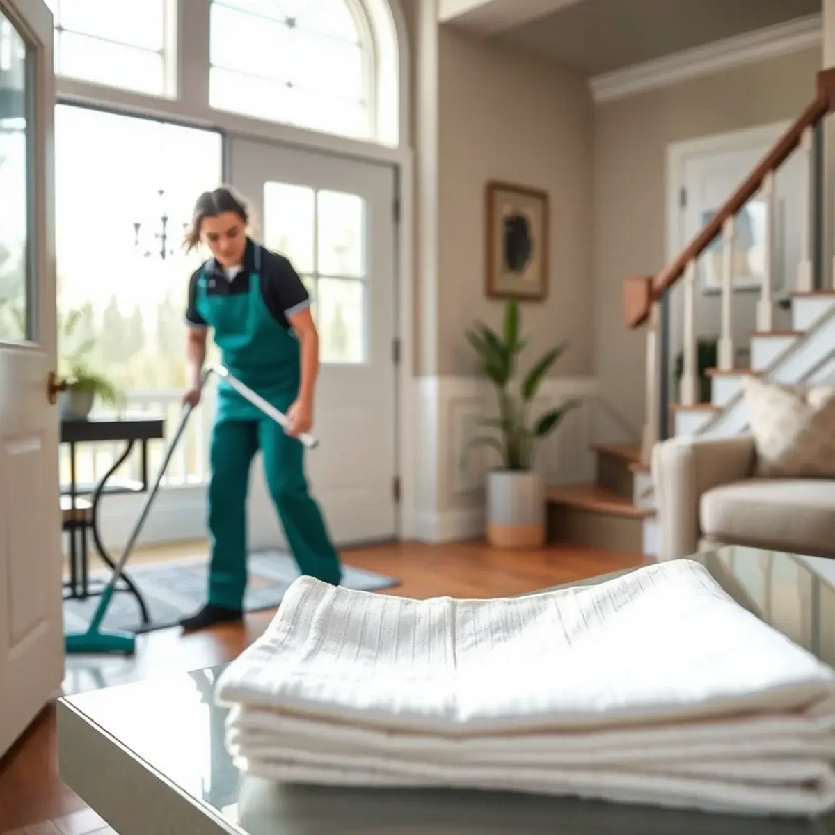 Professional cleaner working inside a South Bound Brook, New Jersey home