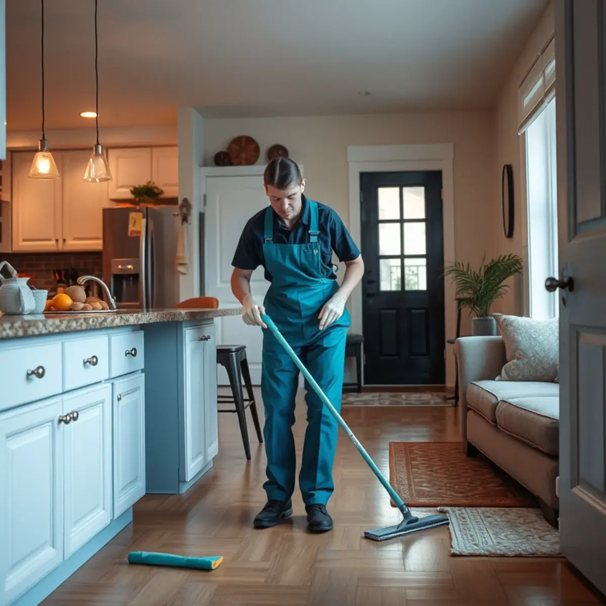 Professional cleaner working inside a South Plainfield, New Jersey home