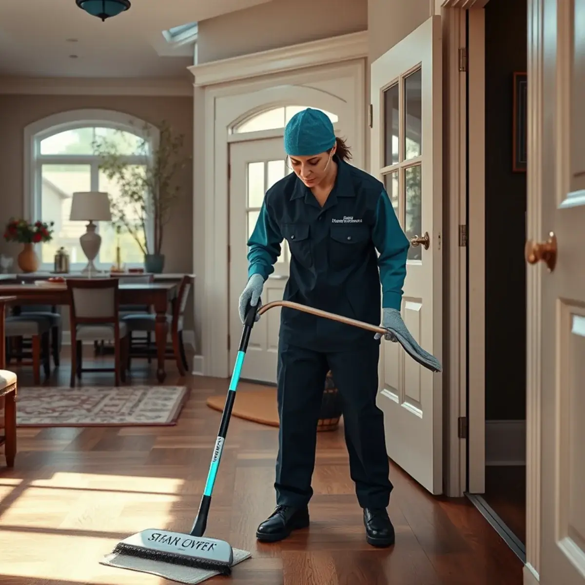 Professional cleaner working inside a Southampton, New Jersey home