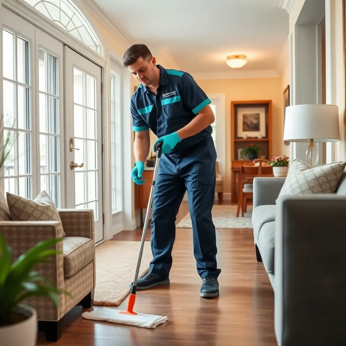 Professional cleaner working inside a Spring Lake, New Jersey home