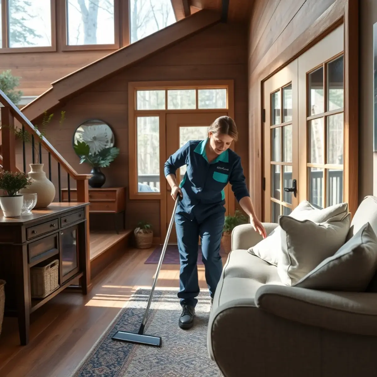 Professional cleaner working inside a Stanhope, New Jersey home