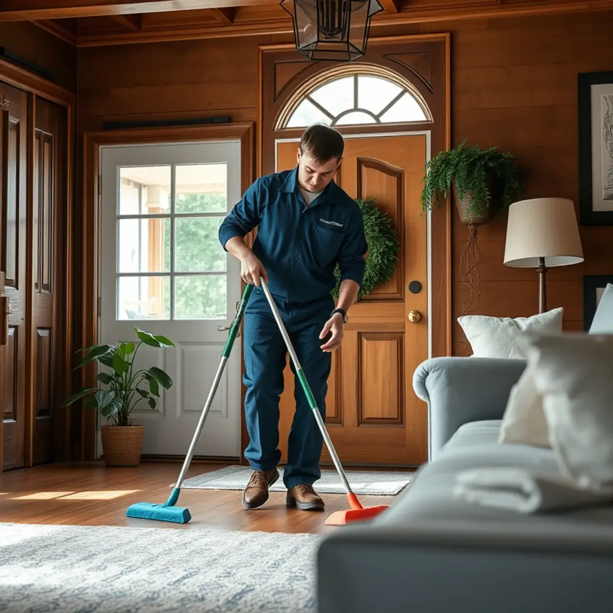 Professional cleaner working inside a Stockton, New Jersey home