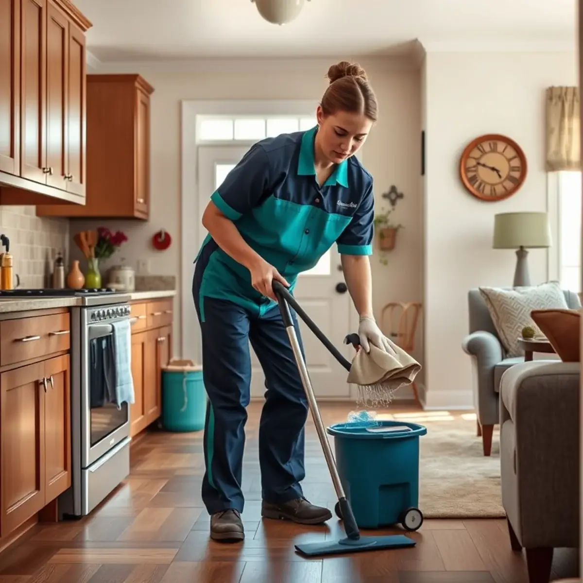 Professional cleaner working inside a Stow Creek, New Jersey home