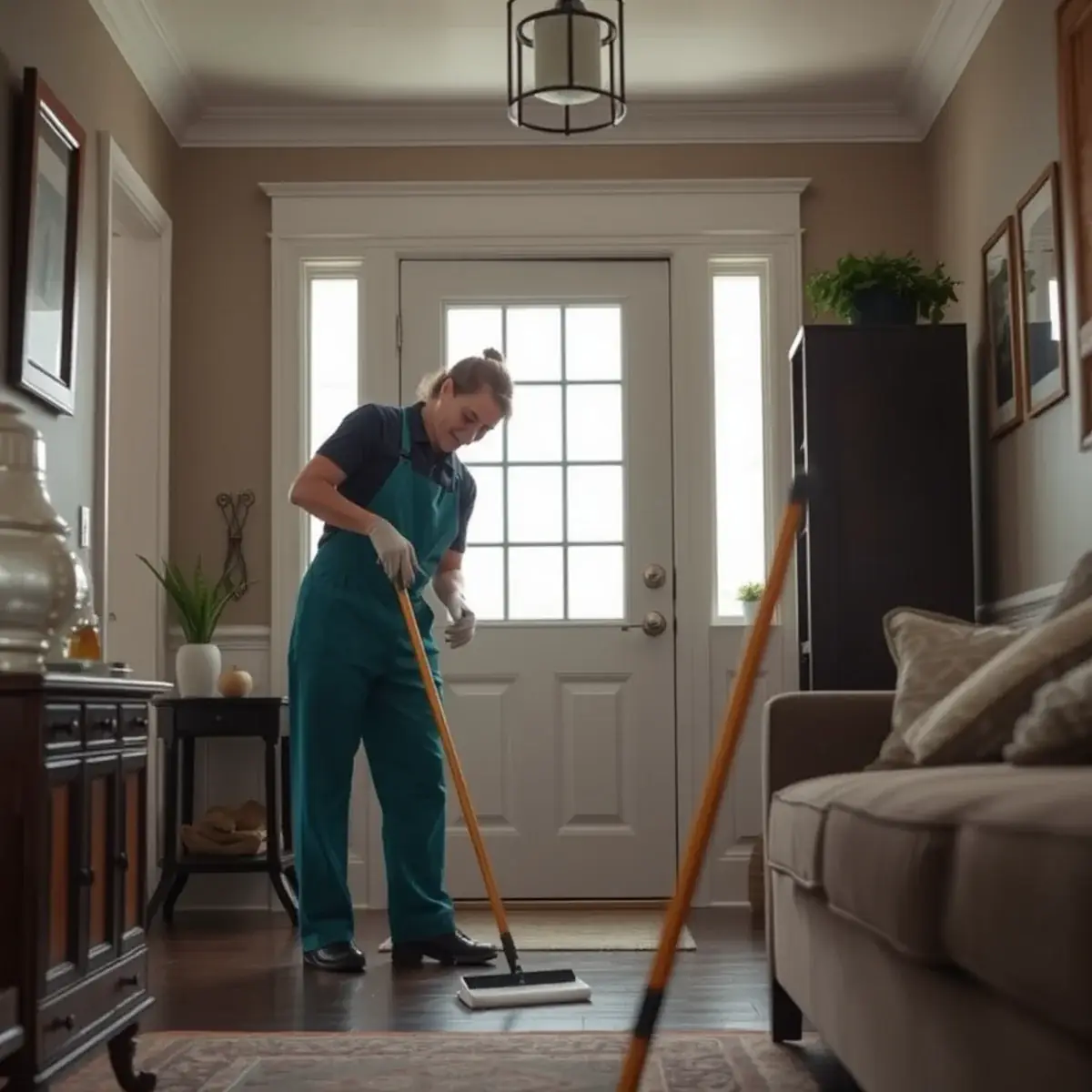 Professional cleaner working inside a Stratford, New Jersey home