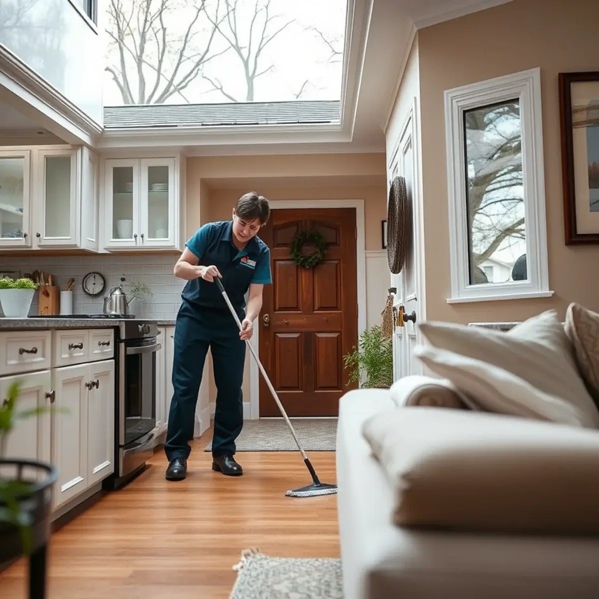 Professional cleaner working inside a Summit, New Jersey home