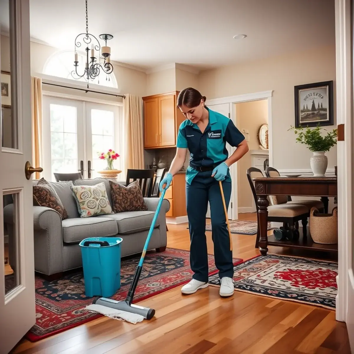 Professional cleaner working inside a Swedesboro, New Jersey home