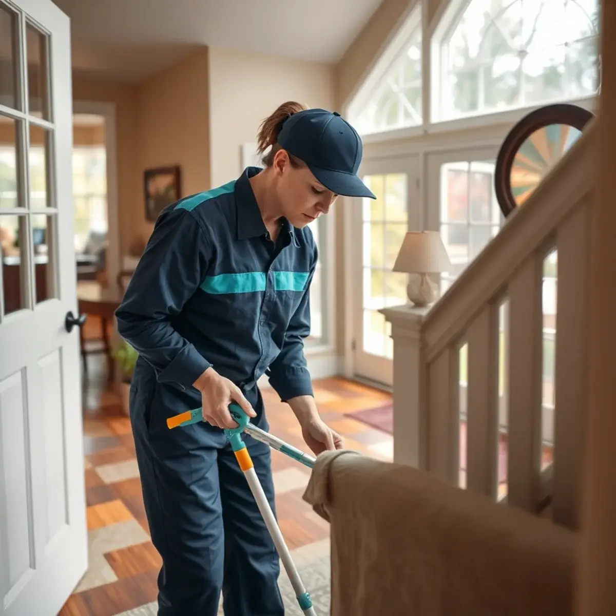Professional cleaner working inside a Tabernacle, New Jersey home