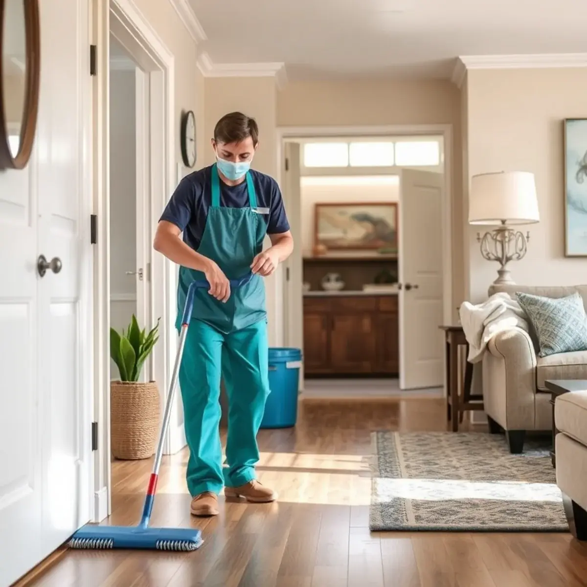 Professional cleaner working inside a Toms River, New Jersey home