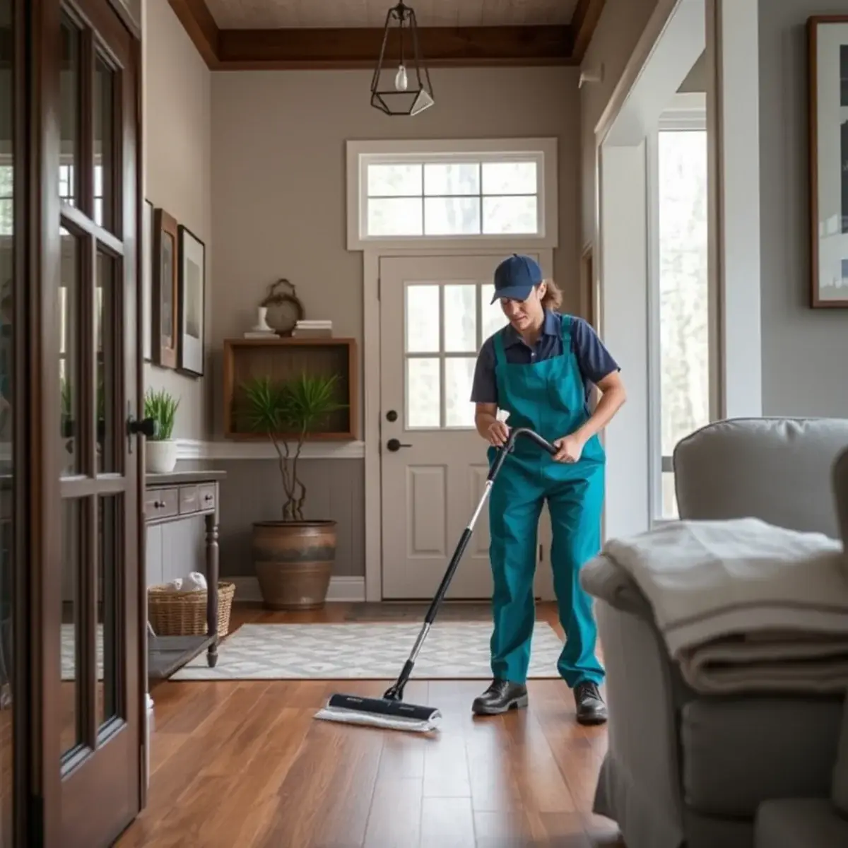 Professional cleaner working inside a Tranquility, New Jersey home