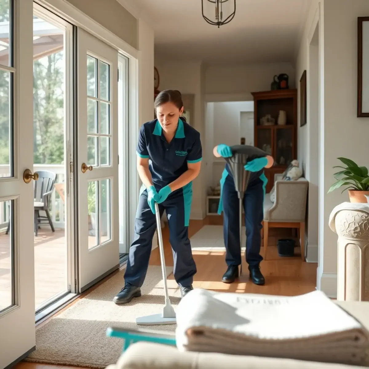 Professional cleaner working inside a Upper Greenwood Lake, New Jersey home