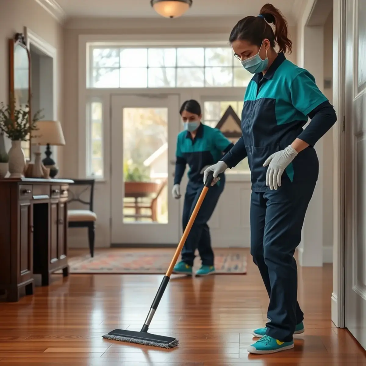 Professional cleaner working inside a Waldwick, New Jersey home