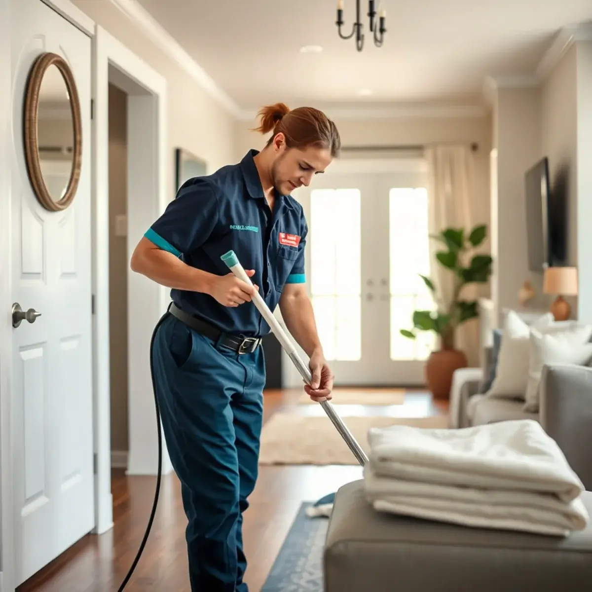 Professional cleaner working inside a Waretown, New Jersey home