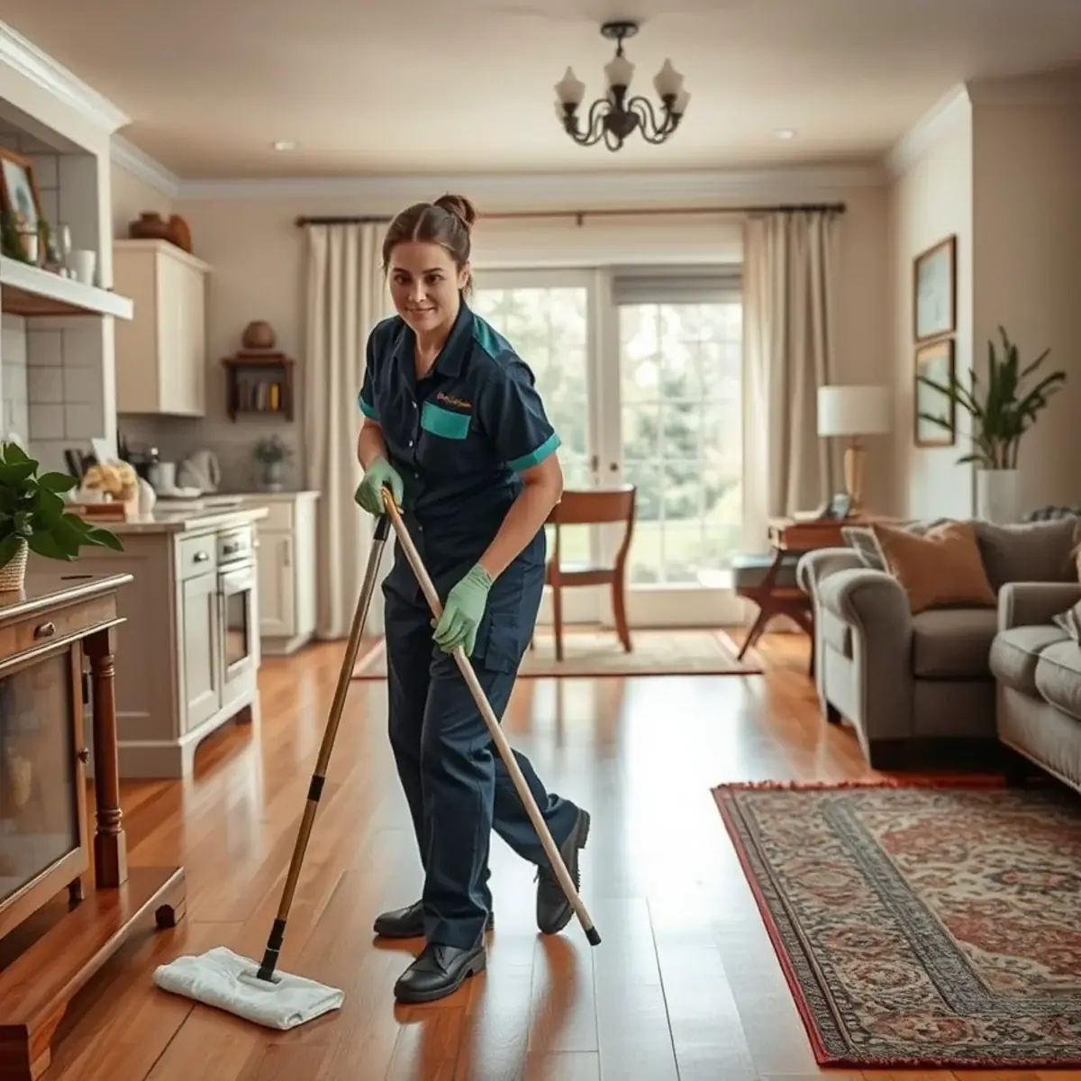 Professional cleaner working inside a Washington Township, New Jersey home