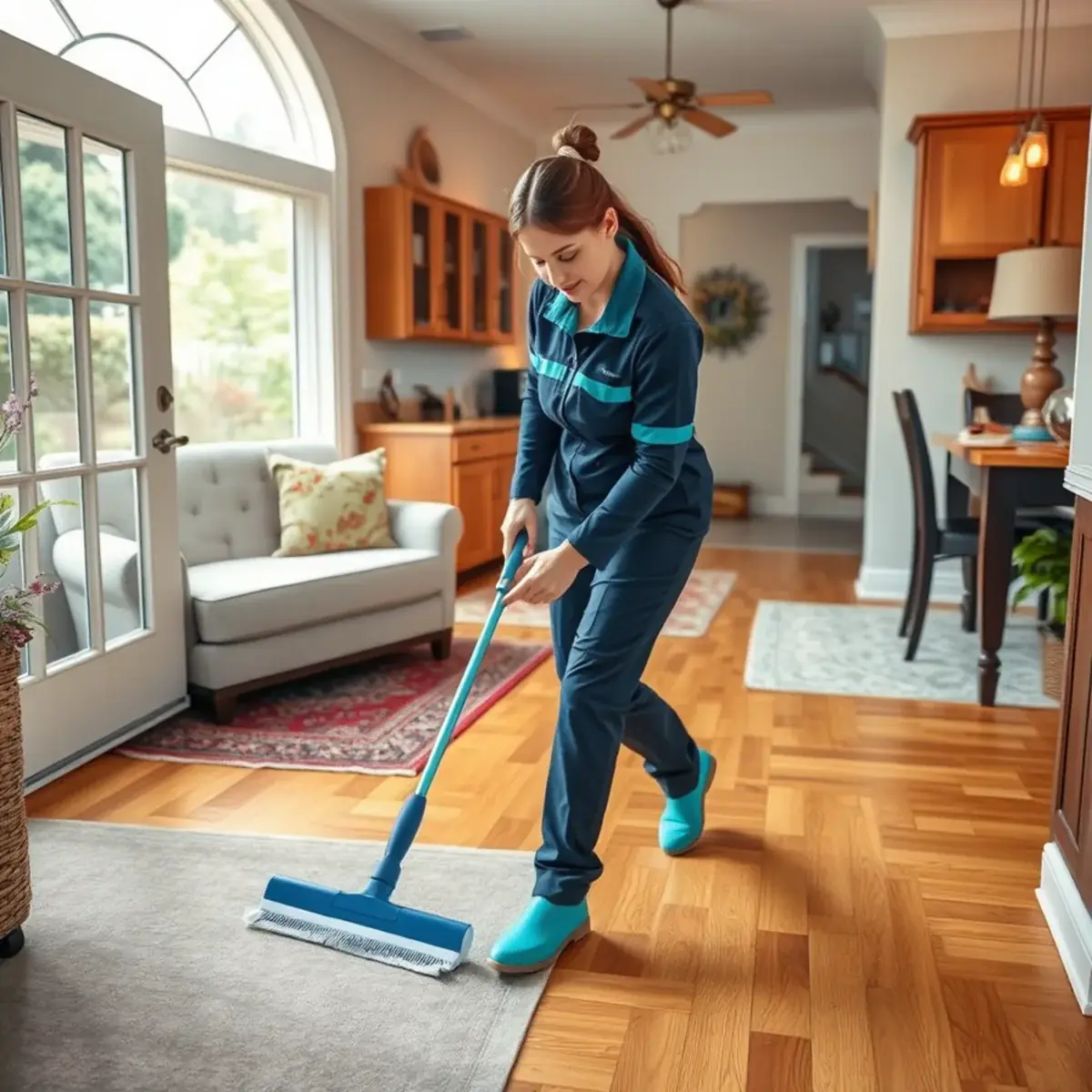 Professional cleaner working inside a West Deptford, New Jersey home