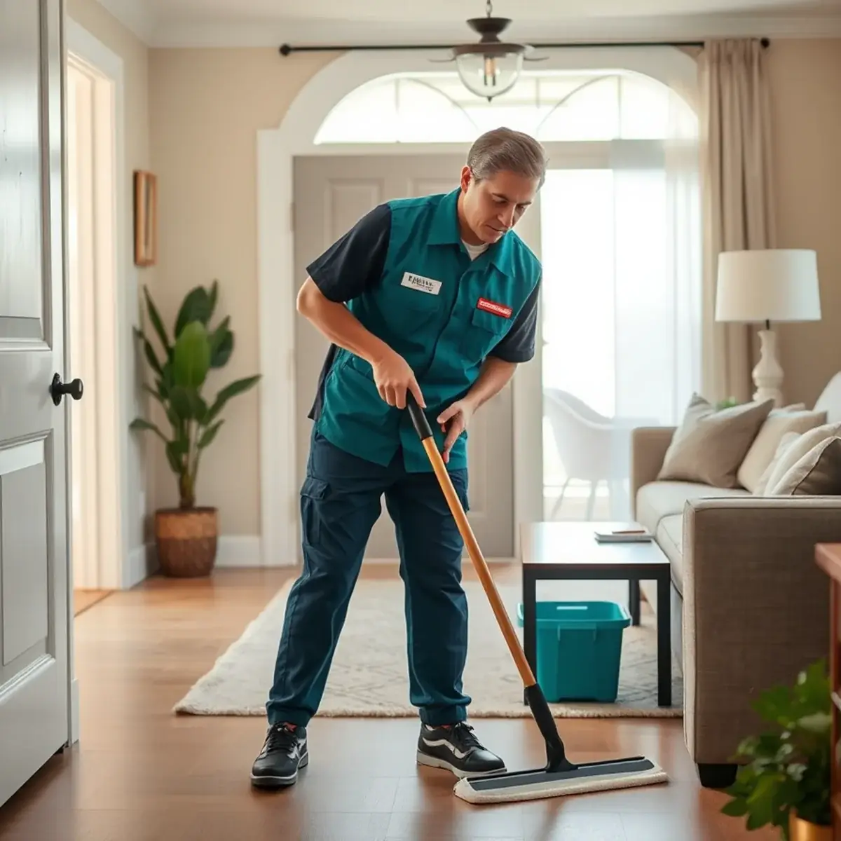 Professional cleaner working inside a West Long Branch, New Jersey home
