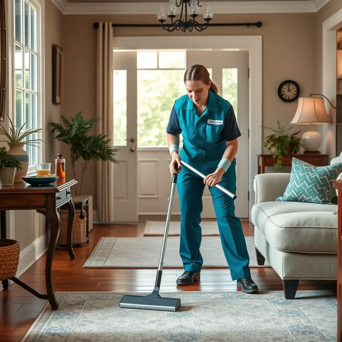 Professional cleaner working inside a Westampton, New Jersey home